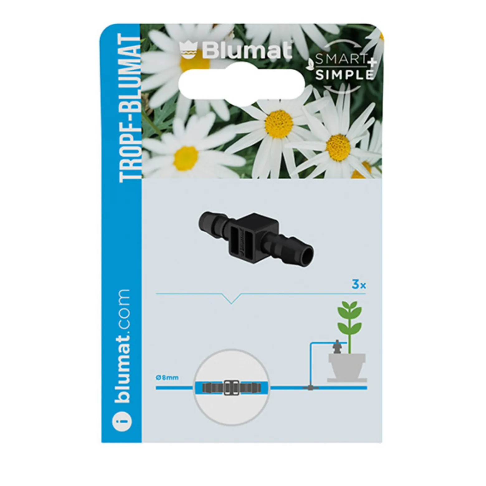 Tropf-Blumat Slangekobling 8 mm, 3-pk